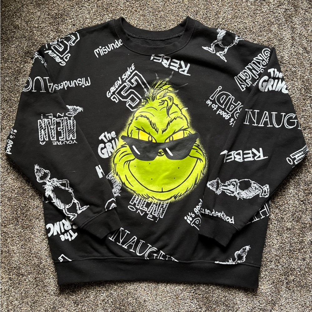 The Grinch by Dr Seuss | black crew neck sweatshirt | size XL